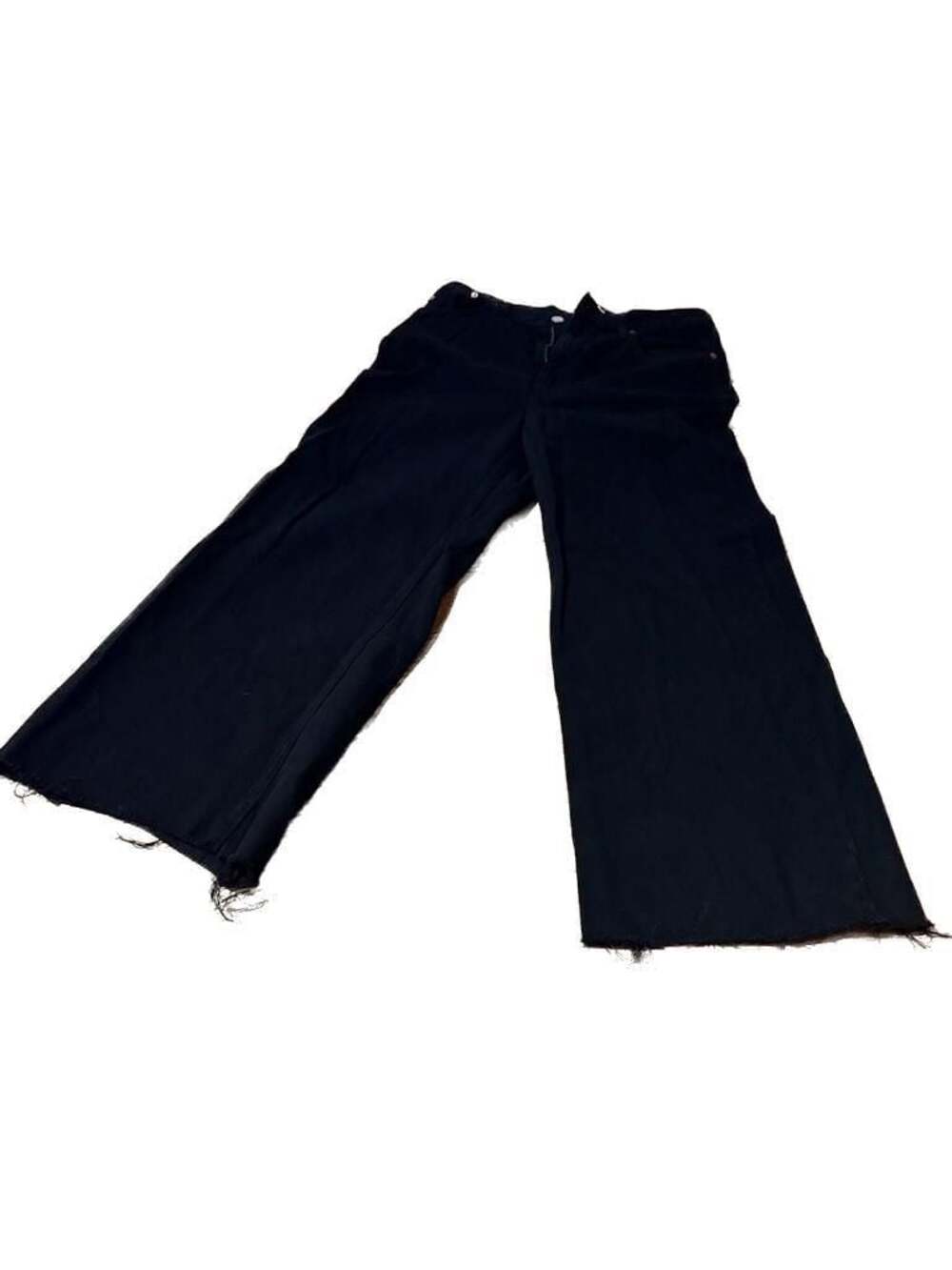 Re/Done brand Women's 70s High Rise Wide Leg Raw Hem Jeans in Black Sz 27